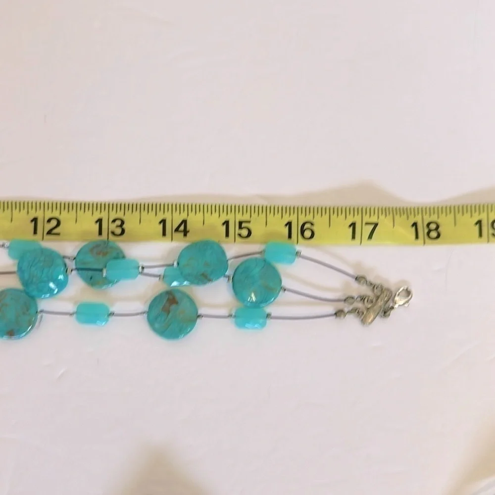 Etsy handmade Turquoise Statement Necklace 3 strand Cord with Turquoise Jewelry